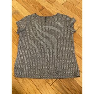 Bleeker & McDougal, women's embellished grey short sleeve blouse size PL